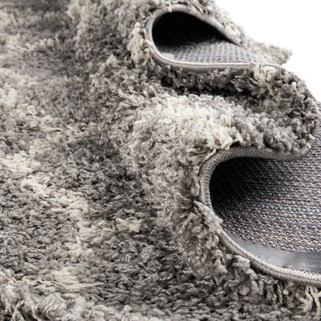 Gray 5' 3 x 8' Trellis Shag Rectangle Area Rug Thick Soft Touch Fluffy & Plush Shaggy Pile Geometric Modern Unique Carpet for Home Interior Design for Sale at Rug Engine