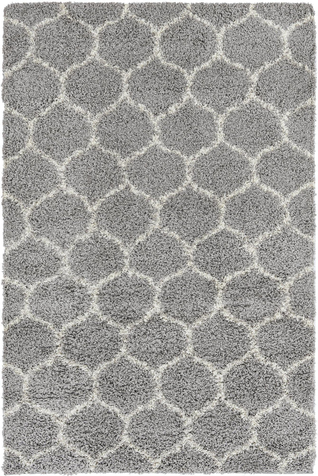 Gray 5' 3 x 8' Trellis Shag Rectangle Area Rug Thick Soft Touch Fluffy & Plush Shaggy Pile Geometric Modern Unique Carpet for Home Interior Design for Sale at Rug Engine