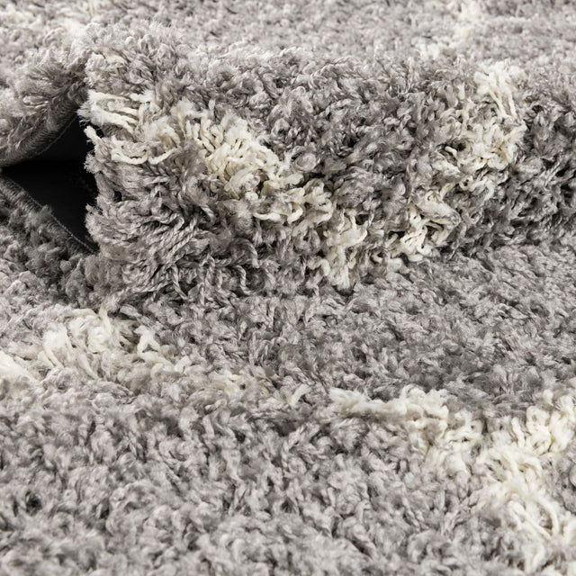 Gray 2' x 5' Trellis Shag Runner Area Rug Thick Soft Touch Fluffy & Plush Shaggy Pile Geometric Modern Unique Carpet for Home Interior Design for Sale at Rug Engine