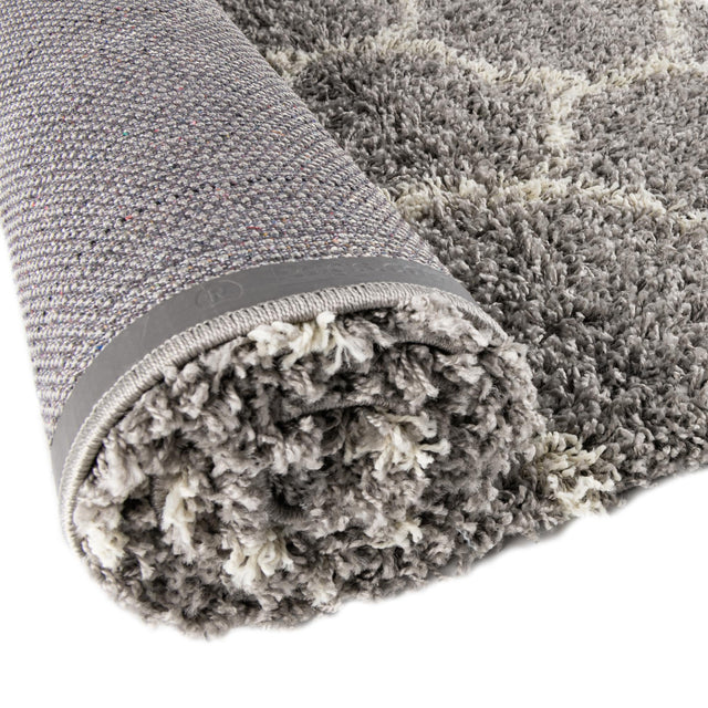 Gray 2' 7 x 10' Trellis Shag Runner Area Rug Thick Soft Touch Fluffy & Plush Shaggy Pile Geometric Modern Unique Carpet for Home Interior Design for Sale at Rug Engine