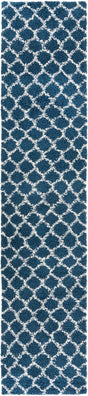 Navy Blue 3' 3 x 16' 5 Trellis Shag Runner Area Rug Thick Soft Touch Fluffy & Plush Shaggy Pile