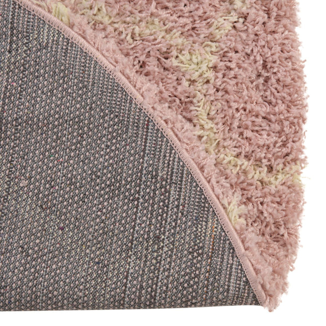 Light Pink 7' 10 x 10' Trellis Shag Oval Area Rug Thick Soft Touch Fluffy & Plush Shaggy Pile Geometric Modern Unique Carpet for Home Interior Design for Sale at Rug Engine