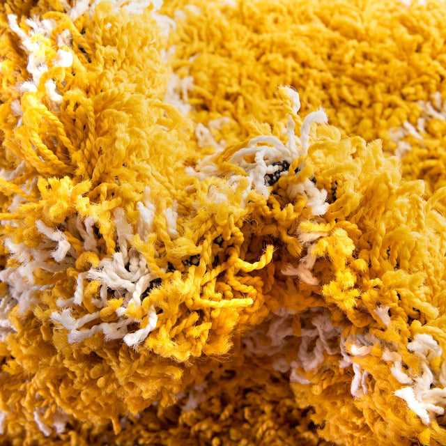 Yellow 6' x 6' Trellis Shag Round Area Rug Thick Soft Touch Fluffy & Plush Shaggy Pile Geometric Modern Unique Carpet for Home Interior Design for Sale at Rug Engine