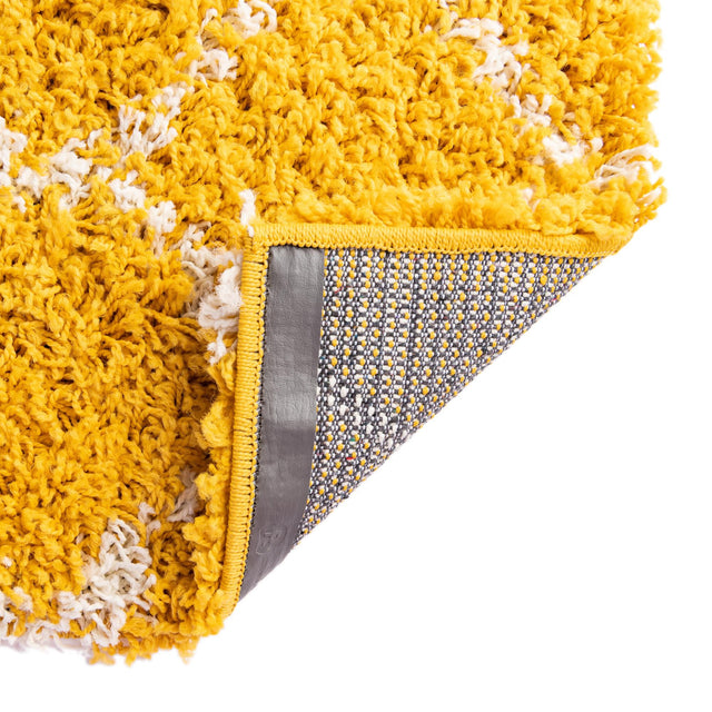 Yellow 10' x 10' Trellis Shag Square Area Rug Thick Soft Touch Fluffy & Plush Shaggy Pile Geometric Modern Unique Carpet for Home Interior Design for Sale at Rug Engine
