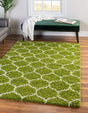 Green 5' 3 x 8' Trellis Shag Rectangle Area Rug Thick Soft Touch Fluffy & Plush Shaggy Pile