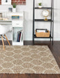 Light Brown 4' x 6' Trellis Shag Rectangle Area Rug Thick Soft Touch Fluffy & Plush Shaggy Pile
