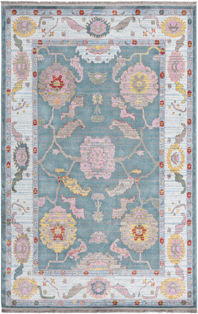 Gray and Blue 6' x 9' Paragon Rectangle Area Rug 100% Polypropylene Colorful Vivid Boho Style Modern Carpet for Unique Interiors for Sale at Rug Engine