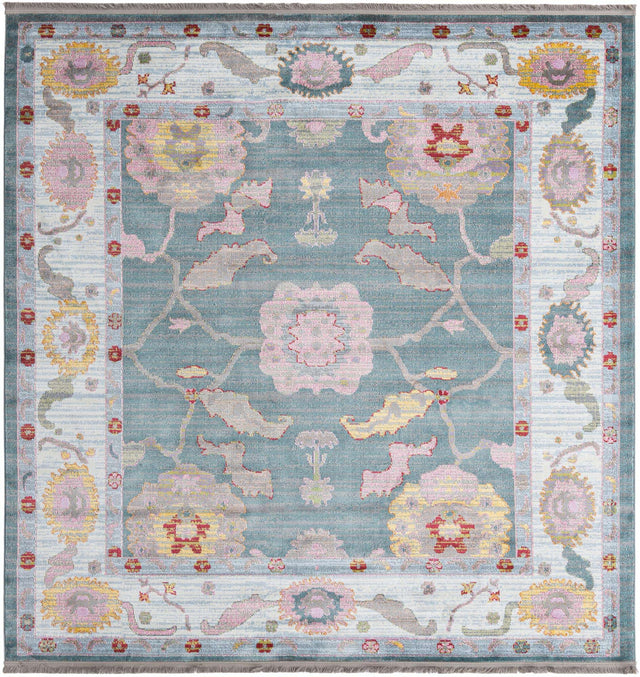 Gray and Blue 8' 2 x 8' 2 Paragon Square Area Rug 100% Polypropylene Colorful Vivid Boho Style Modern Carpet for Unique Interiors for Sale at Rug Engine