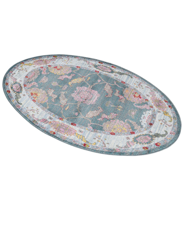 Gray and Blue 3' 3 x 5' 3 Paragon Oval Area Rug 100% Polypropylene Colorful Vivid Boho Style Modern Carpet for Unique Interiors for Sale at Rug Engine