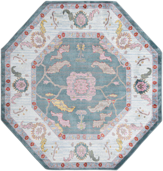 Gray and Blue 8' 2 x 8' 2 Paragon Octagon Area Rug 100% Polypropylene Colorful Vivid Boho Style Modern Carpet for Unique Interiors for Sale at Rug Engine