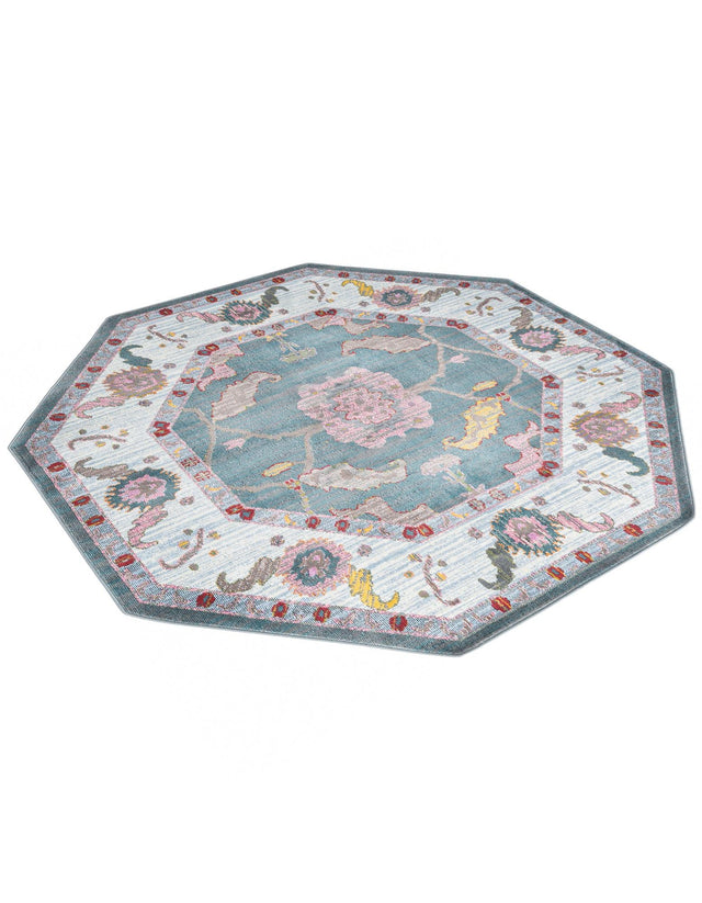 Gray and Blue 6' x 6' Paragon Octagon Area Rug 100% Polypropylene Colorful Vivid Boho Style Modern Carpet for Unique Interiors for Sale at Rug Engine