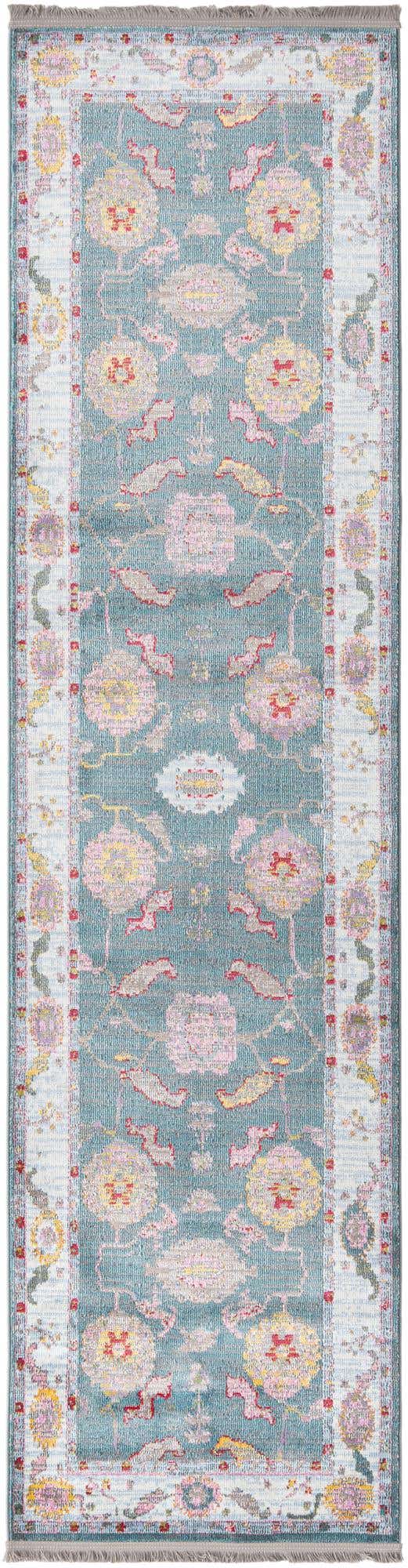 Gray and Blue 2' 7 x 10' Paragon Runner Area Rug 100% Polypropylene Colorful Vivid Boho Style Modern Carpet for Unique Interiors for Sale at Rug Engine