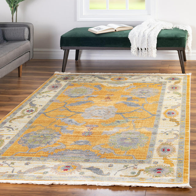 Yellow 6' x 9' Paragon Rectangle Area Rug 100% Polypropylene Colorful Vivid Boho Style Modern Carpet for Unique Interiors for Sale at Rug Engine