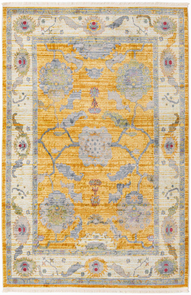 Yellow 5' 5 x 8' Paragon Rectangle Area Rug 100% Polypropylene Colorful Vivid Boho Style Modern Carpet for Unique Interiors for Sale at Rug Engine