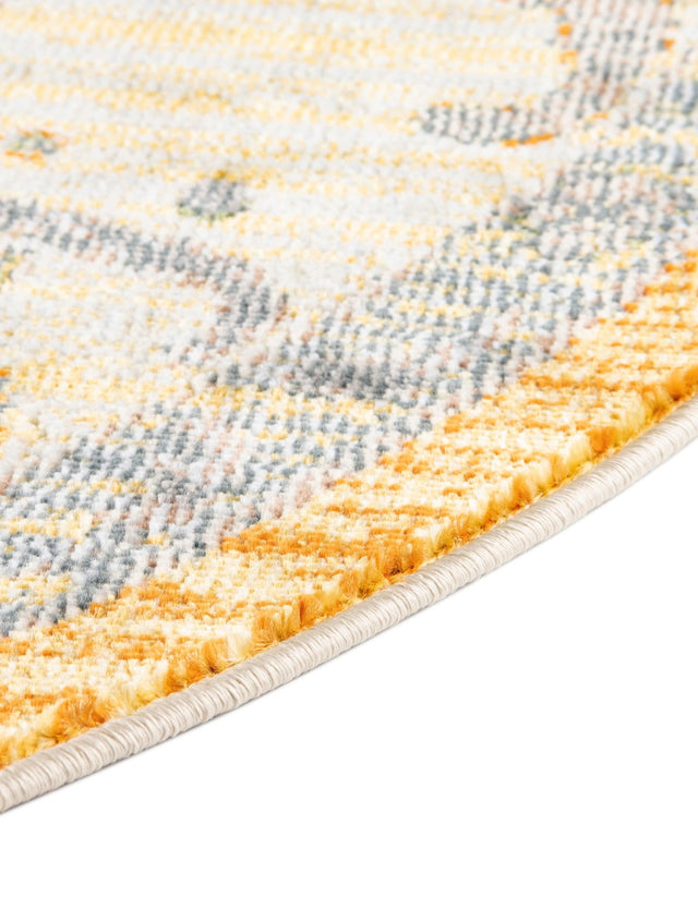 Yellow 3' 3 x 3' 3 Paragon Round Area Rug 100% Polypropylene Colorful Vivid Boho Style Modern Carpet for Unique Interiors for Sale at Rug Engine