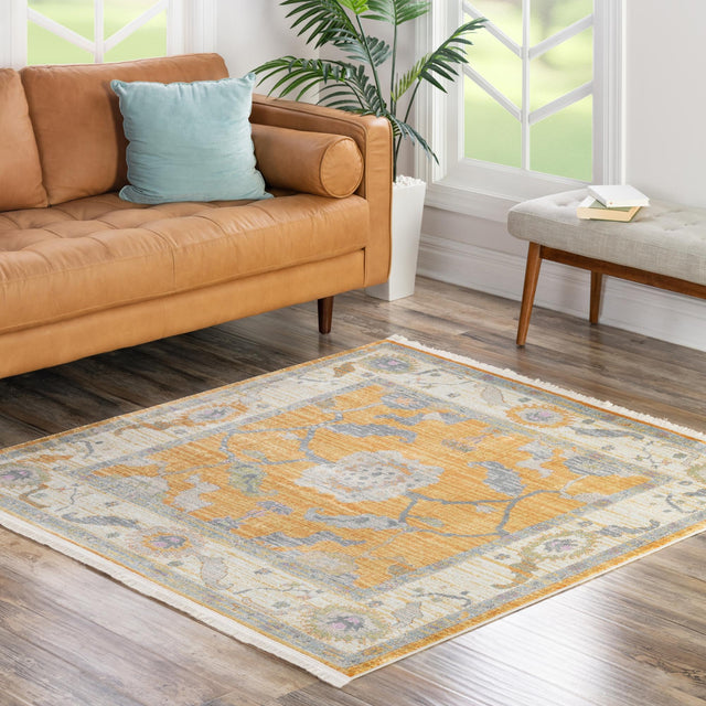 Yellow 8' 2 x 8' 2 Paragon Square Area Rug 100% Polypropylene Colorful Vivid Boho Style Modern Carpet for Unique Interiors for Sale at Rug Engine