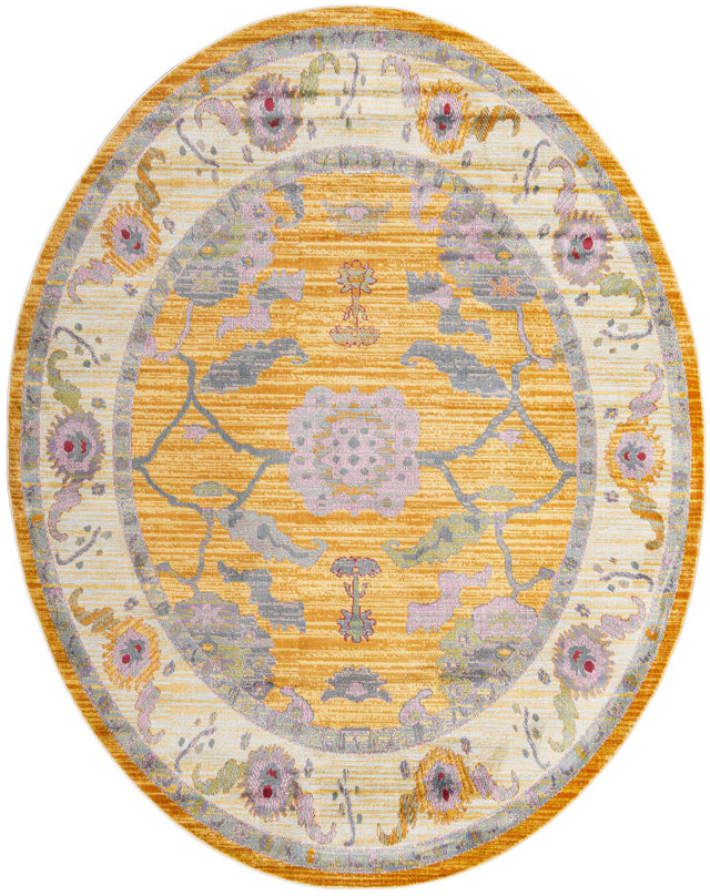 Yellow 8' 2 x 10' Paragon Oval Area Rug 100% Polypropylene Colorful Vivid Boho Style Modern Carpet for Unique Interiors for Sale at Rug Engine