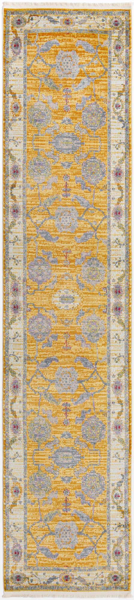 Yellow 2' 7 x 12' Paragon Runner Area Rug 100% Polypropylene Colorful Vivid Boho Style Modern Carpet for Unique Interiors for Sale at Rug Engine