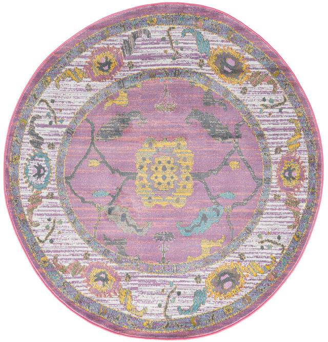 Pink 5' 5 x 5' 5 Paragon Round Area Rug 100% Polypropylene Colorful Vivid Boho Style Modern Carpet for Unique Interiors for Sale at Rug Engine