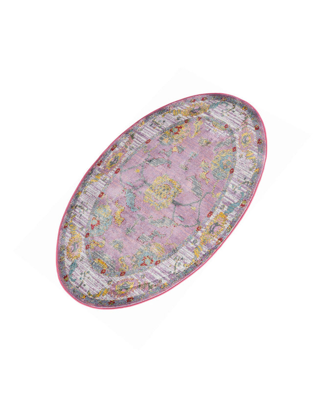Pink 3' 3 x 5' 3 Paragon Oval Area Rug 100% Polypropylene Colorful Vivid Boho Style Modern Carpet for Unique Interiors for Sale at Rug Engine