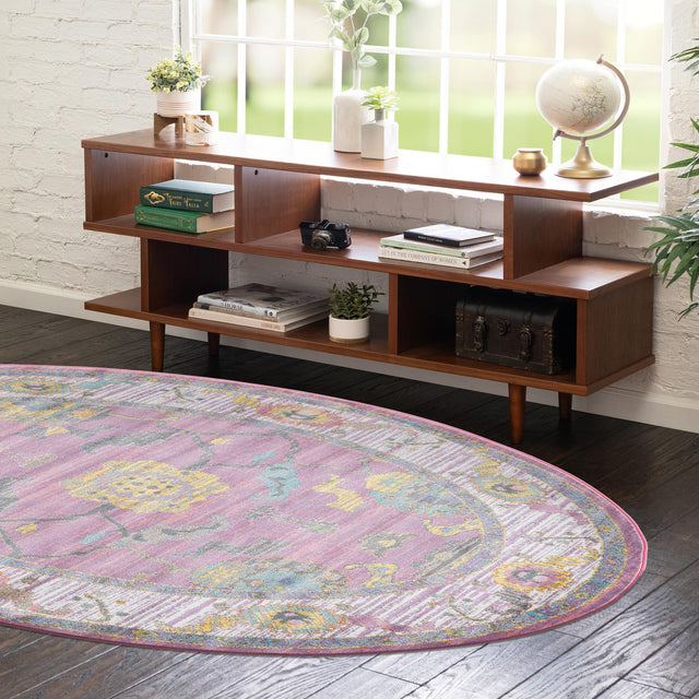 Pink 3' 3 x 5' 3 Paragon Oval Area Rug 100% Polypropylene Colorful Vivid Boho Style Modern Carpet for Unique Interiors for Sale at Rug Engine