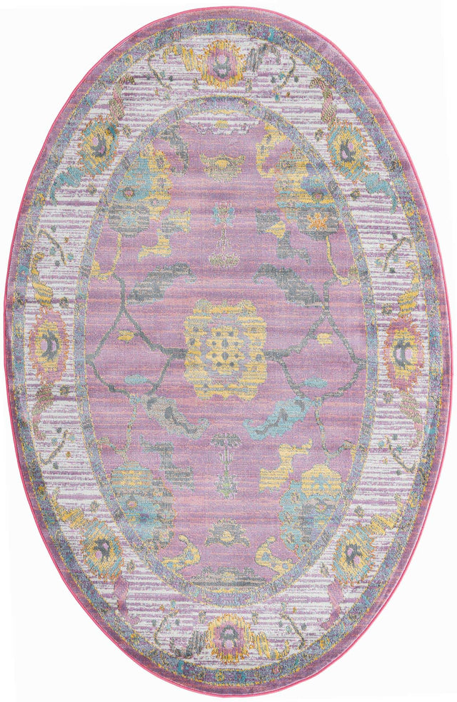 Pink 5' 5 x 8' Paragon Oval Area Rug 100% Polypropylene Colorful Vivid Boho Style Modern Carpet for Unique Interiors for Sale at Rug Engine