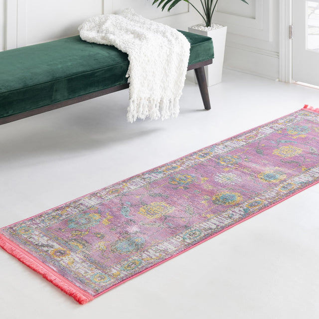Pink 2' 2 x 8' Paragon Runner Area Rug 100% Polypropylene Colorful Vivid Boho Style Modern Carpet for Unique Interiors for Sale at Rug Engine