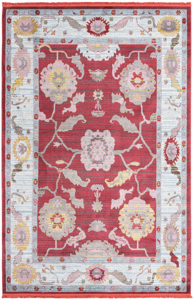 Red 6' x 9' Paragon Rectangle Area Rug 100% Polypropylene Colorful Vivid Boho Style Modern Carpet for Unique Interiors for Sale at Rug Engine