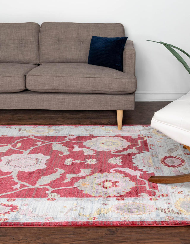 Red 5' 5 x 8' Paragon Rectangle Area Rug 100% Polypropylene Colorful Vivid Boho Style Modern Carpet for Unique Interiors for Sale at Rug Engine