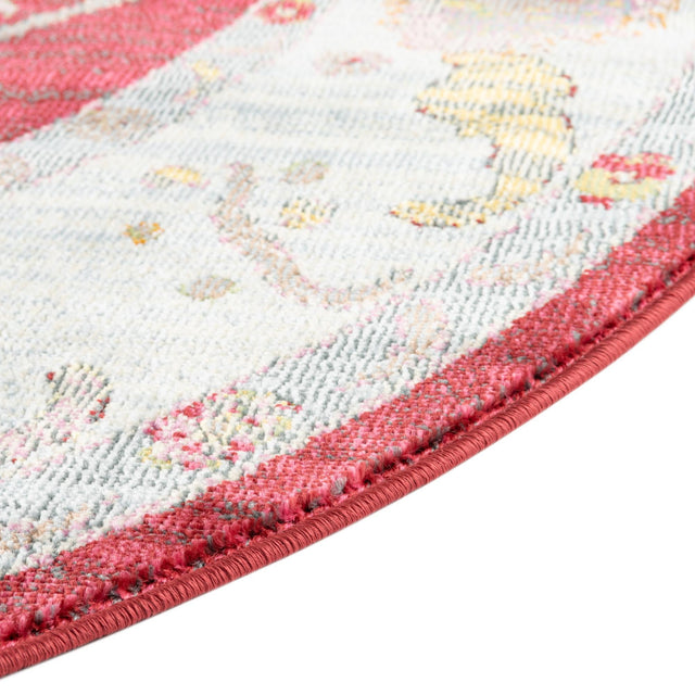 Red 8' 2 x 8' 2 Paragon Round Area Rug 100% Polypropylene Colorful Vivid Boho Style Modern Carpet for Unique Interiors for Sale at Rug Engine