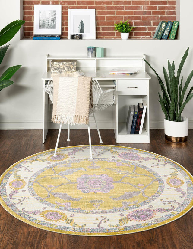 Green 3' 3 x 3' 3 Paragon Round Area Rug 100% Polypropylene Colorful Vivid Boho Style Modern Carpet for Unique Interiors for Sale at Rug Engine