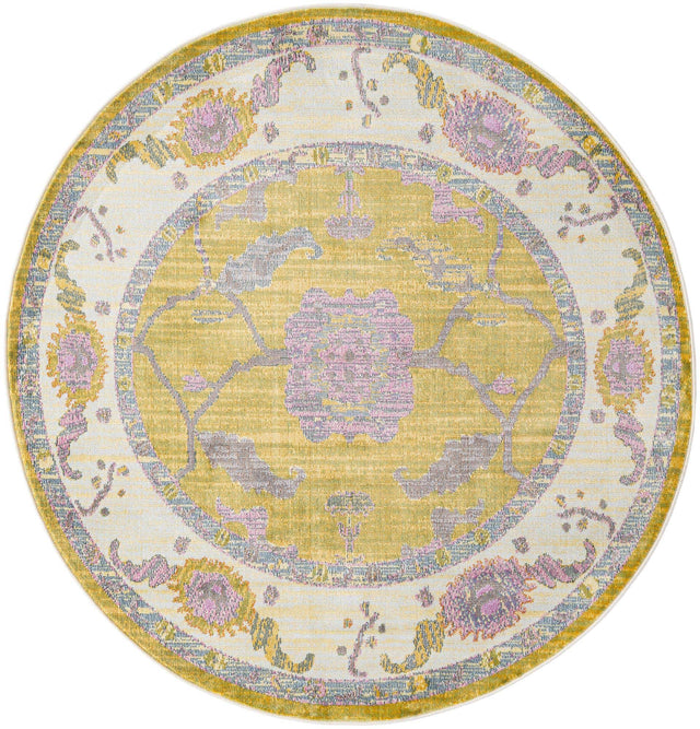 Green 5' 5 x 5' 5 Paragon Round Area Rug 100% Polypropylene Colorful Vivid Boho Style Modern Carpet for Unique Interiors for Sale at Rug Engine