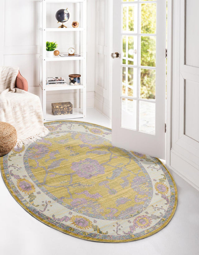 Green 8' 2 x 10' Paragon Oval Area Rug 100% Polypropylene Colorful Vivid Boho Style Modern Carpet for Unique Interiors for Sale at Rug Engine