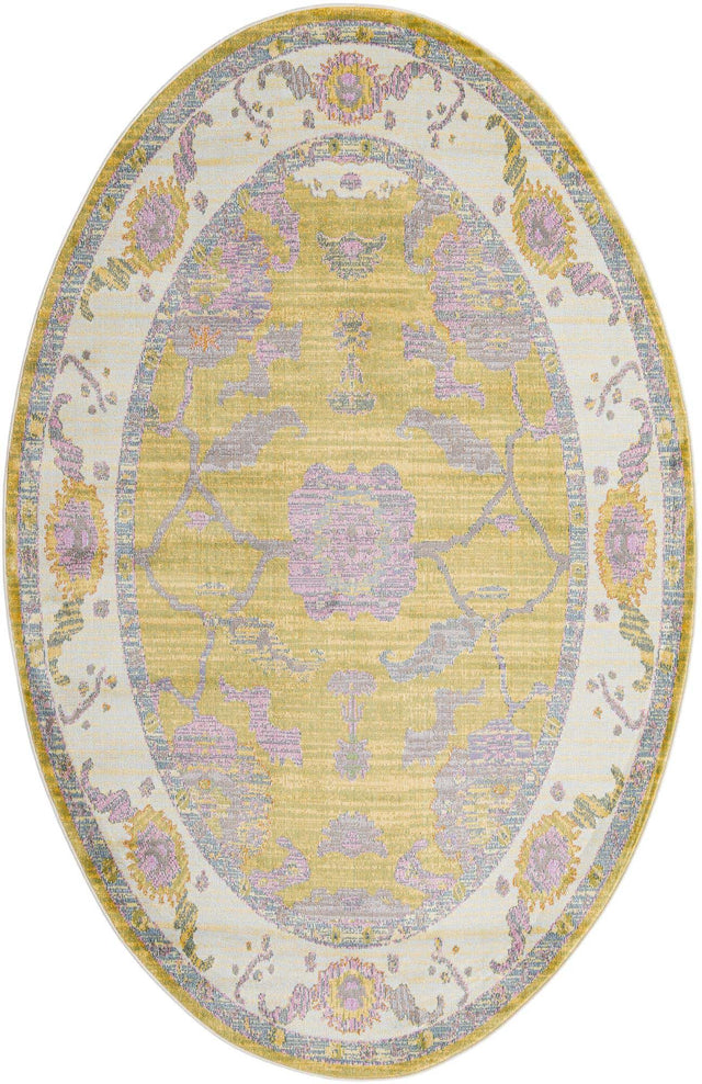 Green 5' 5 x 8' Paragon Oval Area Rug 100% Polypropylene Colorful Vivid Boho Style Modern Carpet for Unique Interiors for Sale at Rug Engine