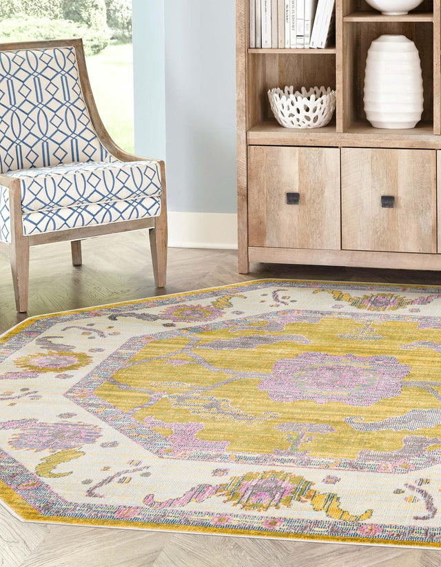 Green 4' x 4' Paragon Octagon Area Rug 100% Polypropylene Colorful Vivid Boho Style Modern Carpet for Unique Interiors for Sale at Rug Engine