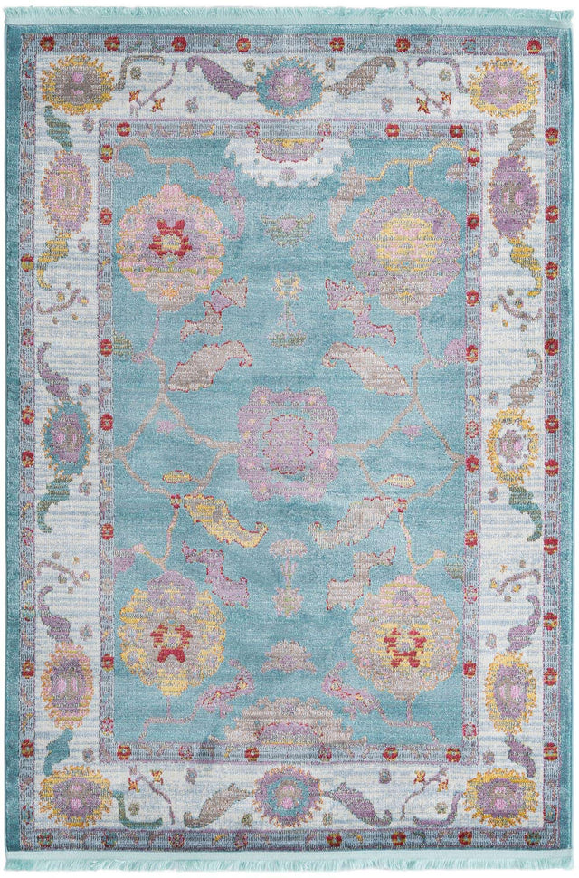 Aqua and Blue 4' 3 x 6' Paragon Rectangle Area Rug 100% Polypropylene Colorful Vivid Boho Style Modern Carpet for Unique Interiors for Sale at Rug Engine