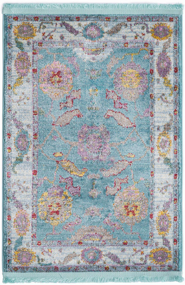 Aqua and Blue 2' 2 x 3' Paragon Rectangle Area Rug 100% Polypropylene Colorful Vivid Boho Style Modern Carpet for Unique Interiors for Sale at Rug Engine