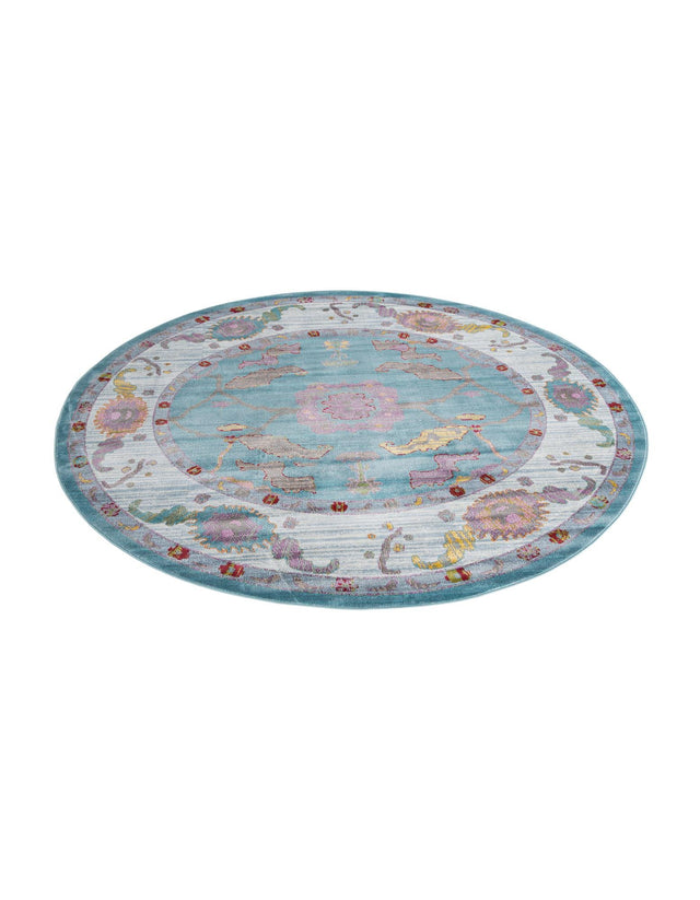 Aqua and Blue 8' 2 x 8' 2 Paragon Round Area Rug 100% Polypropylene Colorful Vivid Boho Style Modern Carpet for Unique Interiors for Sale at Rug Engine