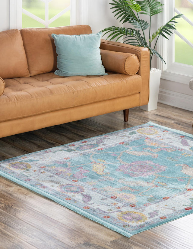 Aqua and Blue 8' 2 x 8' 2 Paragon Square Area Rug 100% Polypropylene Colorful Vivid Boho Style Modern Carpet for Unique Interiors for Sale at Rug Engine