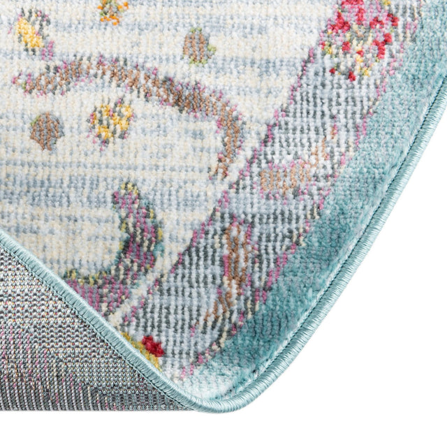 Aqua and Blue 8' 2 x 10' Paragon Oval Area Rug 100% Polypropylene Colorful Vivid Boho Style Modern Carpet for Unique Interiors for Sale at Rug Engine