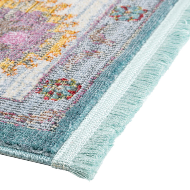 Aqua and Blue 2' 2 x 6' Paragon Runner Area Rug 100% Polypropylene Colorful Vivid Boho Style Modern Carpet for Unique Interiors for Sale at Rug Engine
