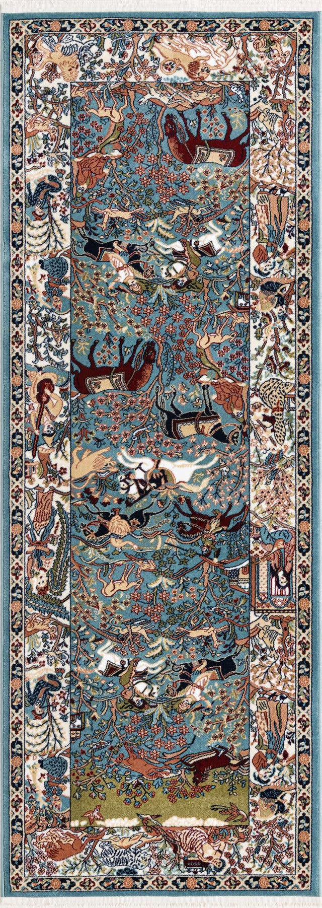 Blue 2' 7 x 7' 1 Narenj Runner Area Rug 85% Polypropylene & 15% Polyester Traditional Classic Carpet for Living, Dining, Bedrooms, Office for Sale at Rug Engine