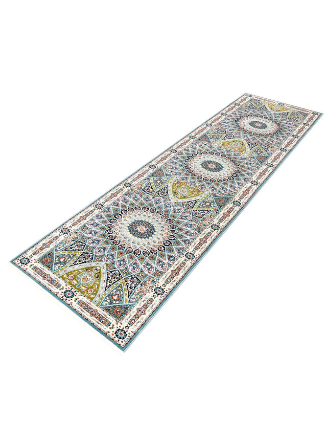 Blue 2' 7 x 11' Narenj Runner Area Rug 85% Polypropylene & 15% Polyester Traditional Classic Carpet for Living, Dining, Bedrooms, Office for Sale at Rug Engine