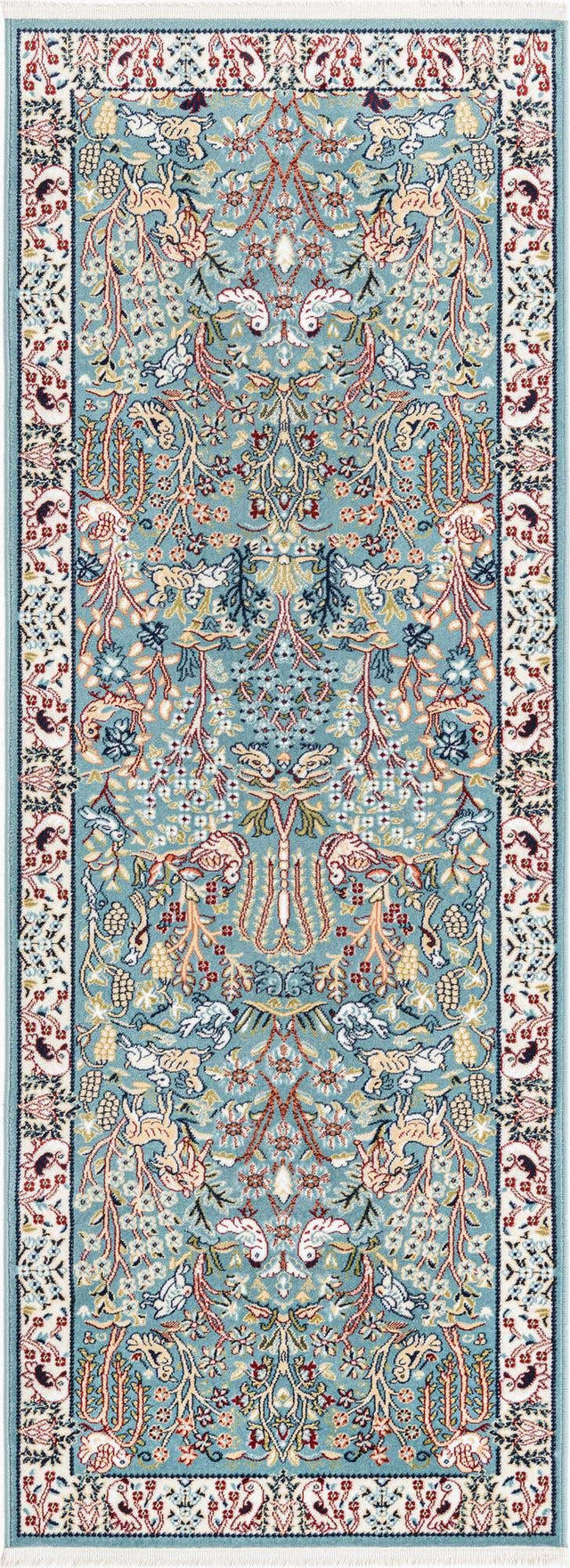 Blue 2' 7 x 7' 1 Narenj Runner Area Rug 85% Polypropylene & 15% Polyester Traditional Classic Carpet for Living, Dining, Bedrooms, Office for Sale at Rug Engine