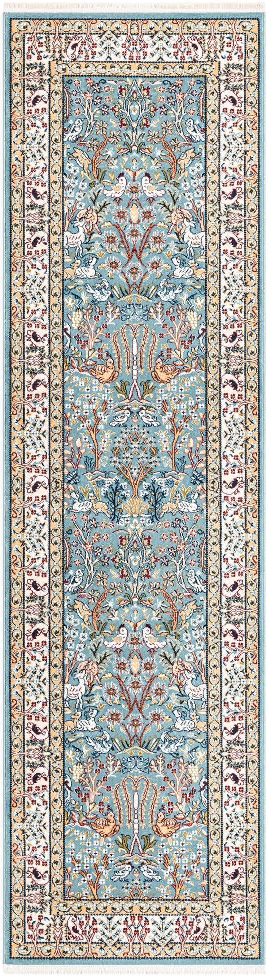 Blue 2' 7 x 9' Narenj Runner Area Rug 85% Polypropylene & 15% Polyester Traditional Classic Carpet for Living, Dining, Bedrooms, Office for Sale at Rug Engine