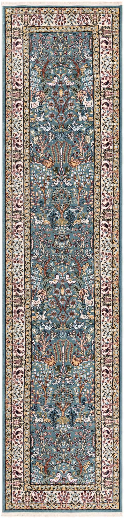 Blue 2' 7 x 11' Narenj Runner Area Rug 85% Polypropylene & 15% Polyester Traditional Classic Carpet for Living, Dining, Bedrooms, Office for Sale at Rug Engine