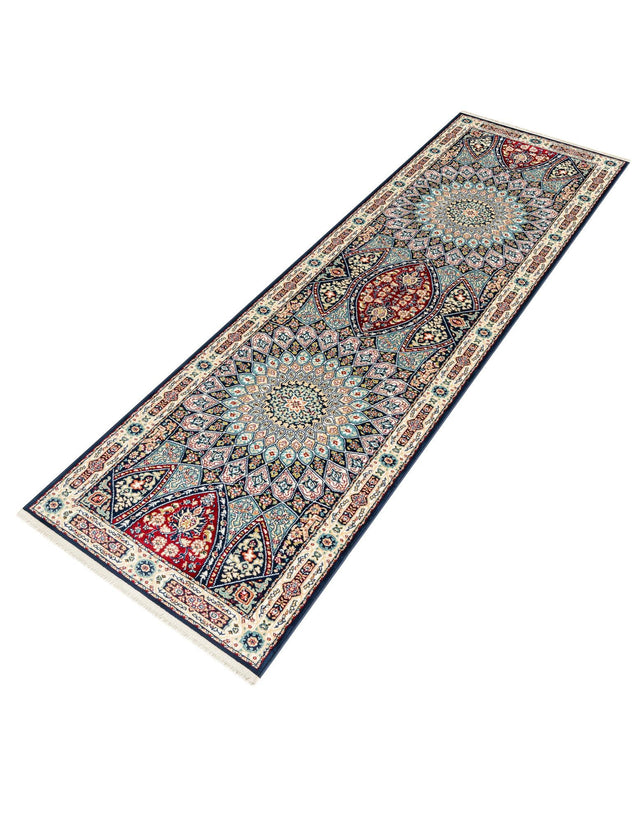 Navy Blue 2' 7 x 9' Narenj Runner Area Rug 85% Polypropylene & 15% Polyester Traditional Classic Carpet for Living, Dining, Bedrooms, Office for Sale at Rug Engine