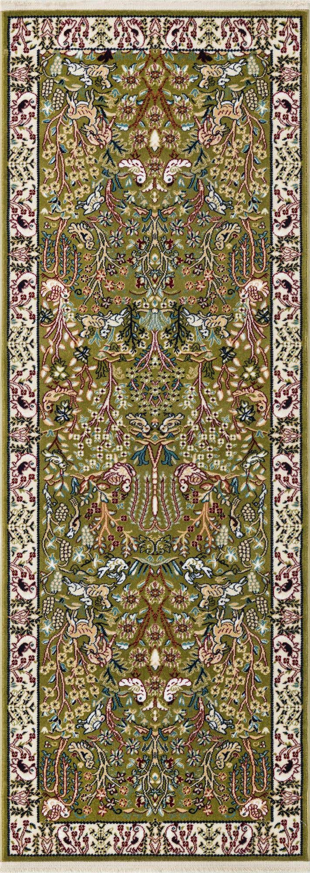 Green 2' 7 x 7' 1 Narenj Runner Area Rug 85% Polypropylene & 15% Polyester Traditional Classic Carpet for Living, Dining, Bedrooms, Office for Sale at Rug Engine