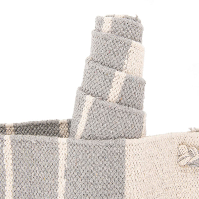 Gray and White 4' 1 x 6' 1 Chindi Cotton Rectangle Area Rug Interior Design Home Decor Carpet Mat for Sale at Rug Engine