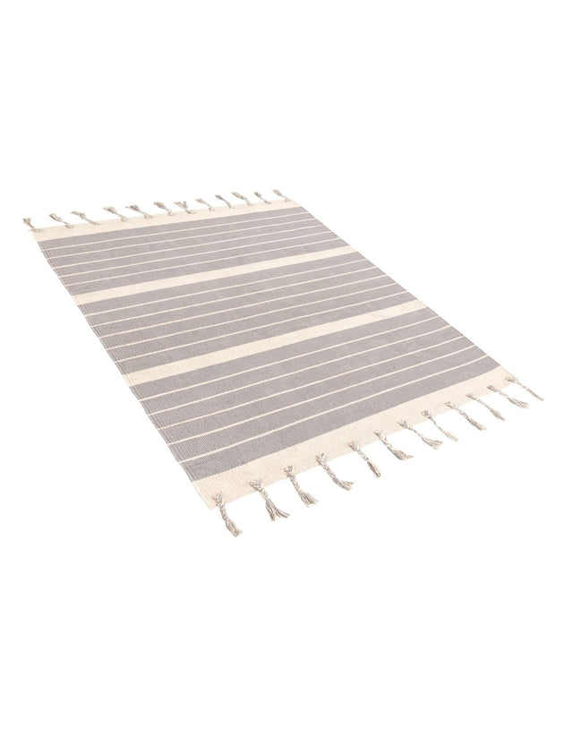 Gray and White 4' 1 x 6' 1 Chindi Cotton Rectangle Area Rug Interior Design Home Decor Carpet Mat for Sale at Rug Engine